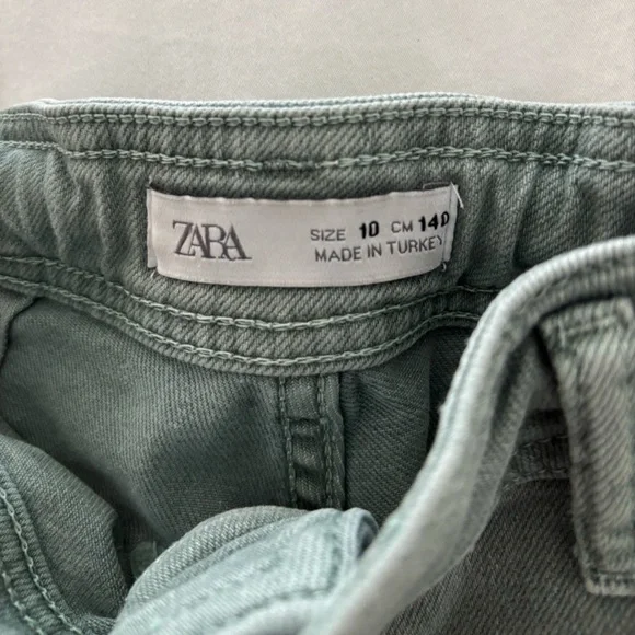 Zara Girls Marine Pants Wide Leg Jeans Sage Green - Size 10Y - Picture 2 of 4
